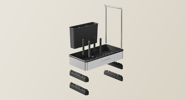 SONGMICS Sink Organizer with Rotatable Spout, Stainless Steel Sponge Holder, for Kitchen