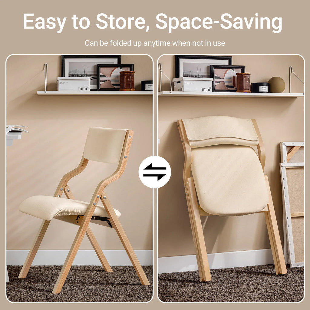 SoBuy FST40 Folding Chair Wooden Padded Folding Kitchen Chairs with Backrest & Seat, Compact & Versatile Seating for Dining Room
