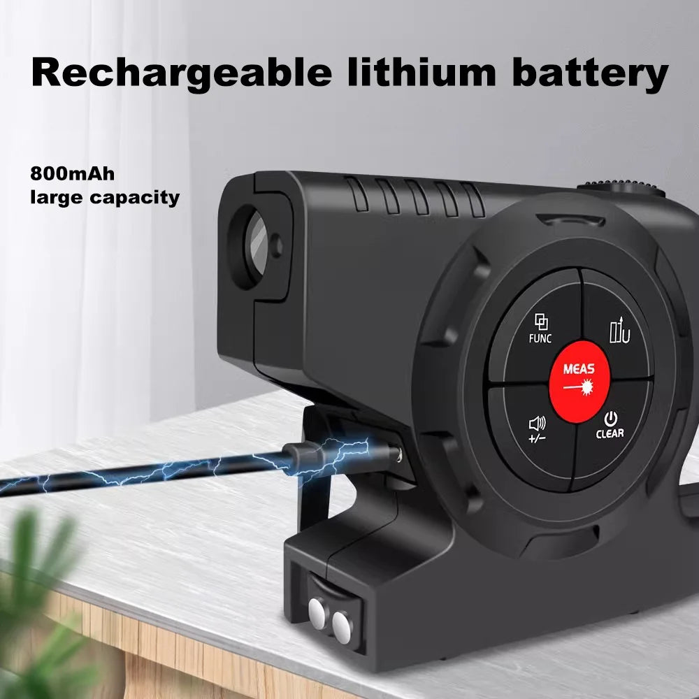 3 in 1 Digital Distance Meter Laser Marking 120M Tape Measure with Green Laser Line and LCD Display Building Laser Rangefinder