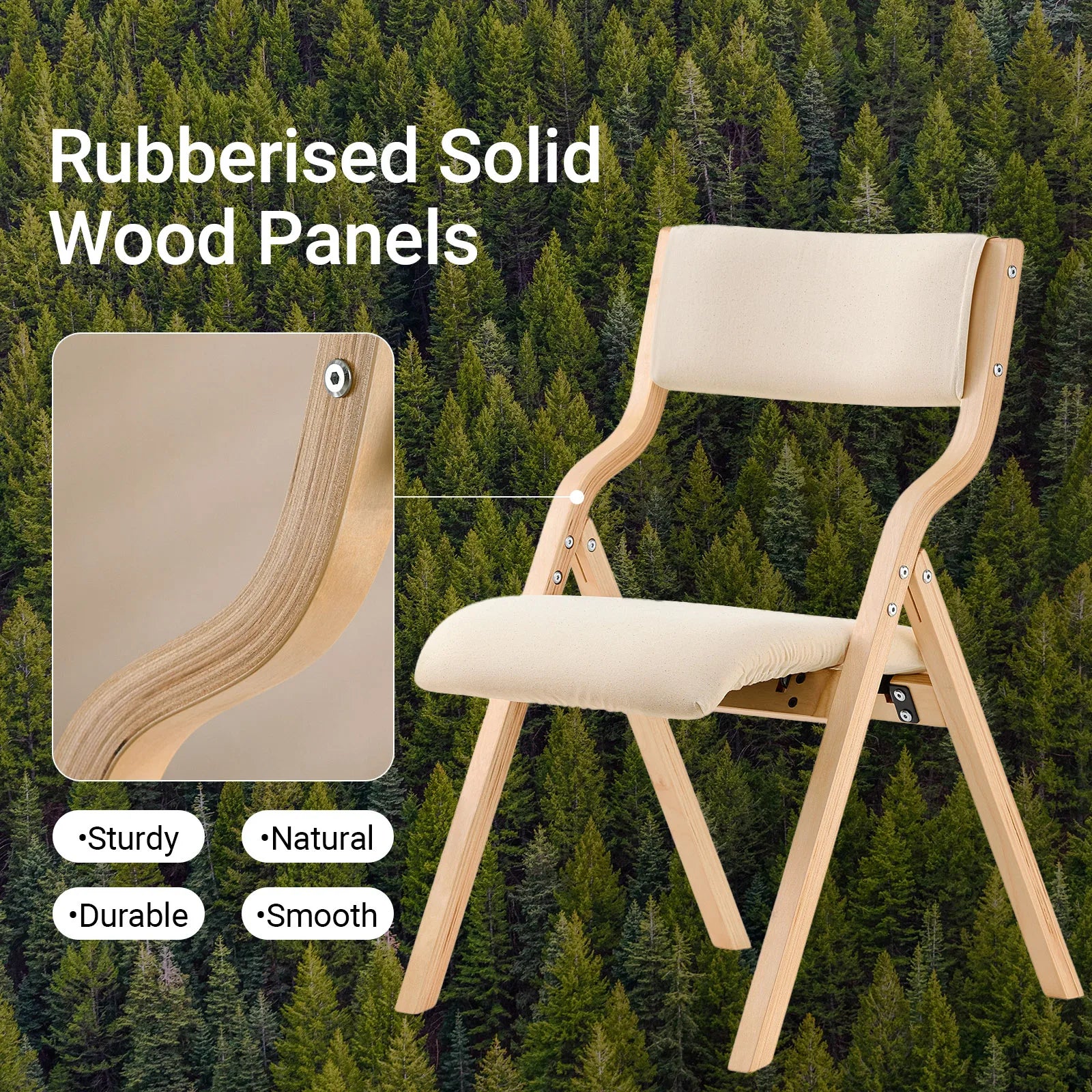 SoBuy FST40 Folding Chair Wooden Padded Folding Kitchen Chairs with Backrest & Seat, Compact & Versatile Seating for Dining Room