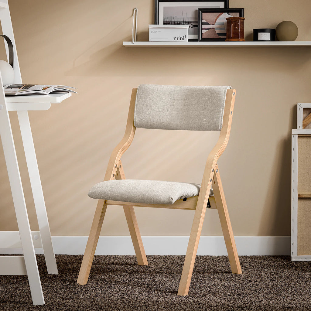 SoBuy FST40 Folding Chair Wooden Padded Folding Kitchen Chairs with Backrest & Seat, Compact & Versatile Seating for Dining Room