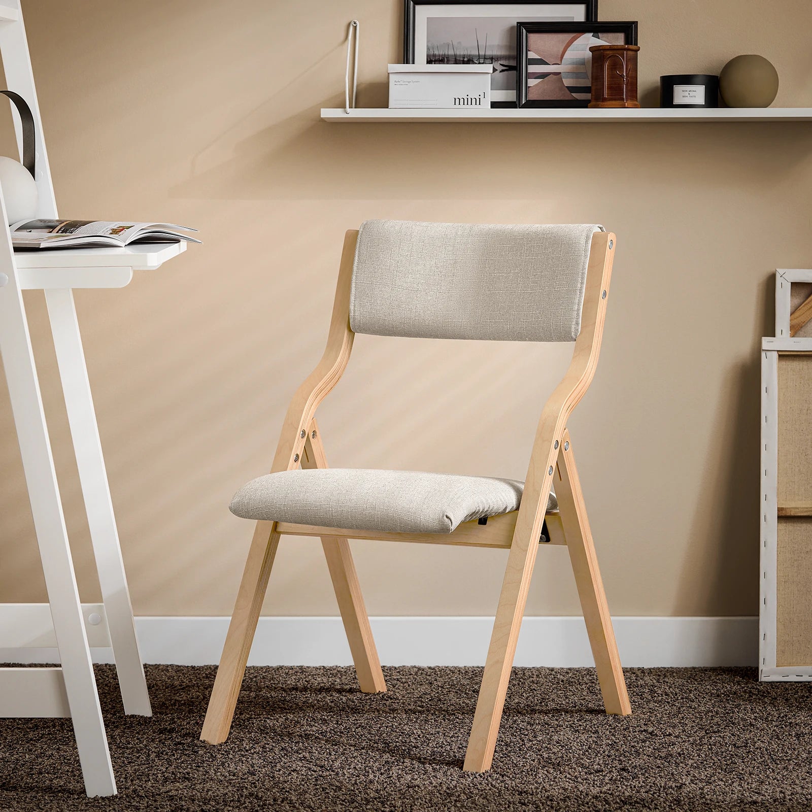 SoBuy FST40 Folding Chair Wooden Padded Folding Kitchen Chairs with Backrest & Seat, Compact & Versatile Seating for Dining Room