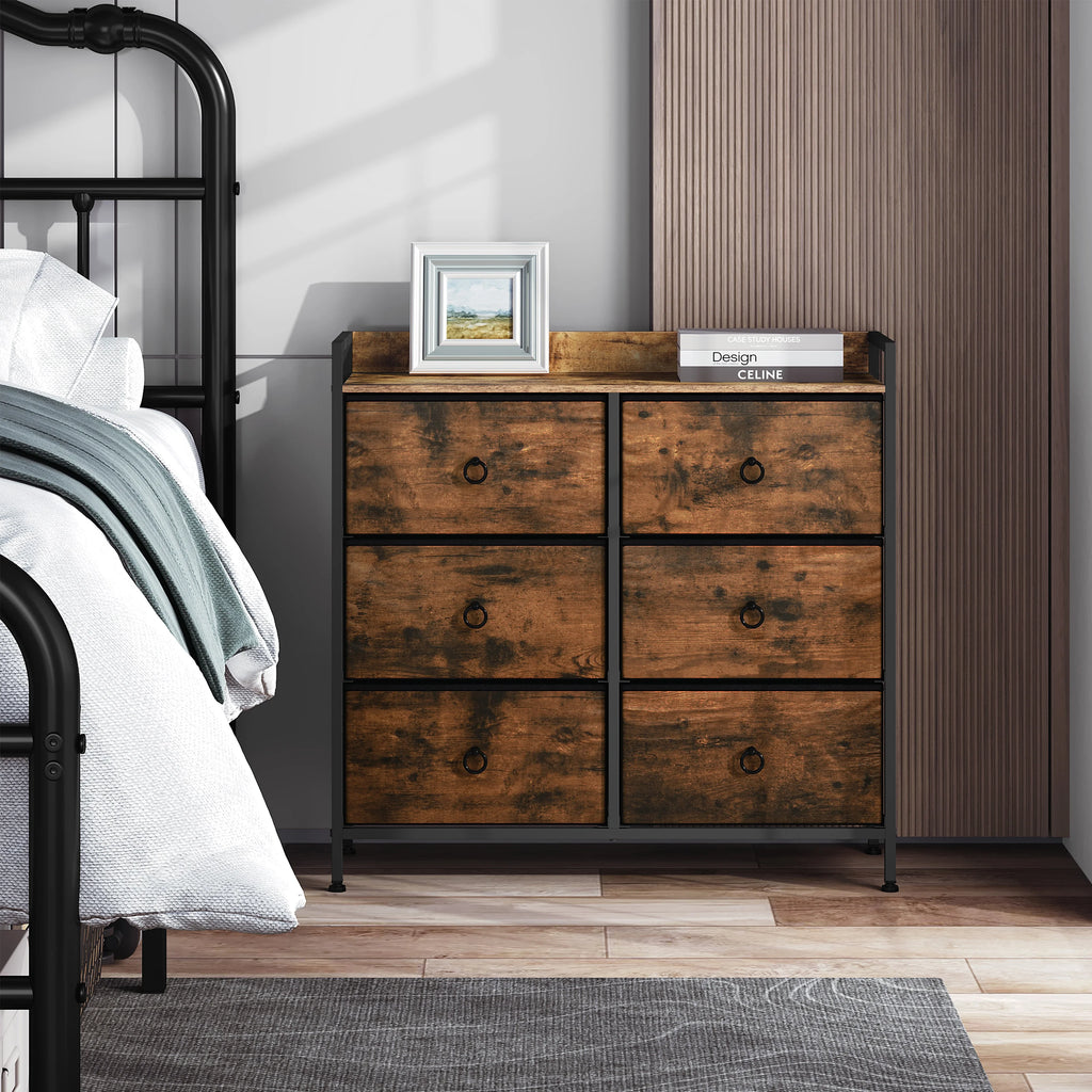 WOLTU Living Room Cabinet Chest of Drawers with 6 Fabric Drawers Storage Sideboard for Bedroom Hallway Home Organizer