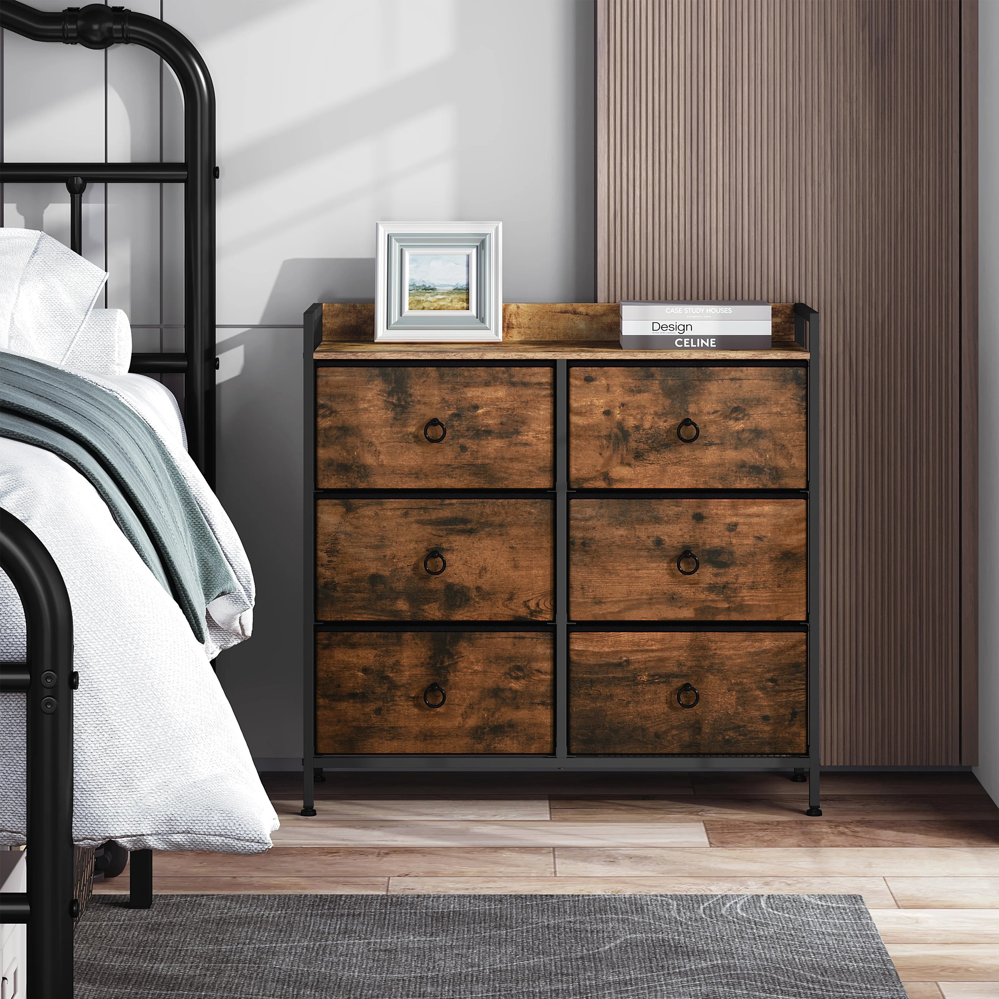 WOLTU Living Room Cabinet Chest of Drawers with 6 Fabric Drawers Storage Sideboard for Bedroom Hallway Home Organizer