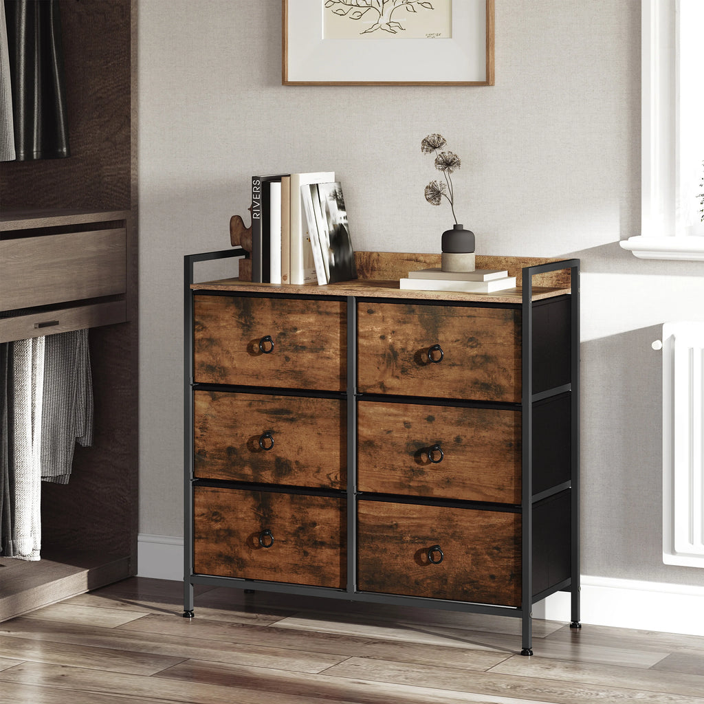 WOLTU Living Room Cabinet Chest of Drawers with 6 Fabric Drawers Storage Sideboard for Bedroom Hallway Home Organizer