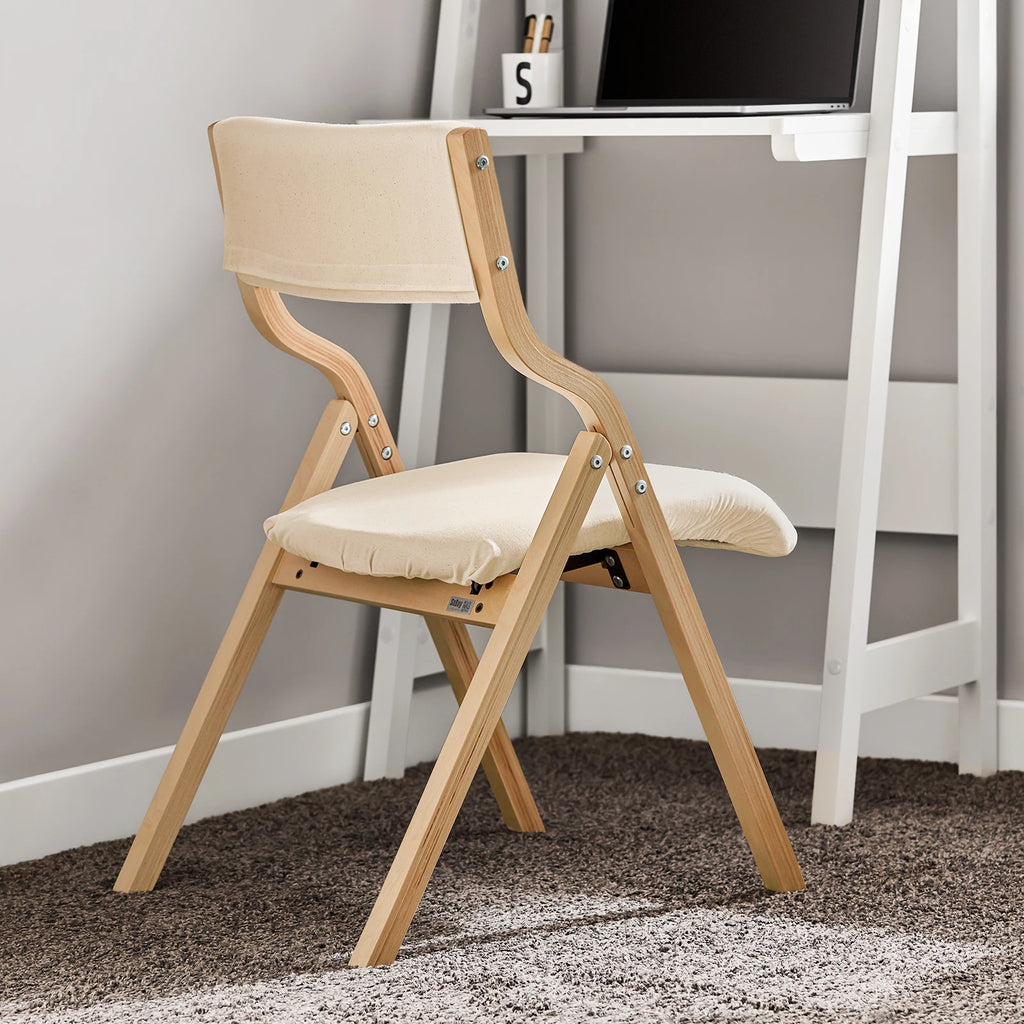 SoBuy FST40 Folding Chair Wooden Padded Folding Kitchen Chairs with Backrest & Seat, Compact & Versatile Seating for Dining Room