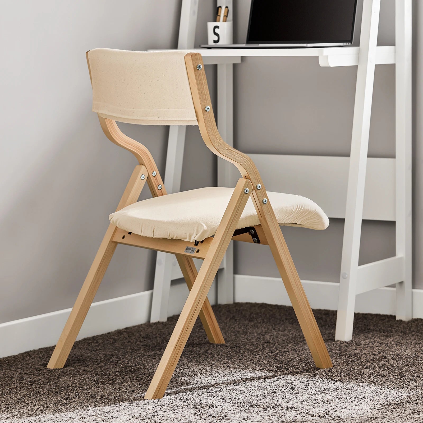 SoBuy FST40 Folding Chair Wooden Padded Folding Kitchen Chairs with Backrest & Seat, Compact & Versatile Seating for Dining Room