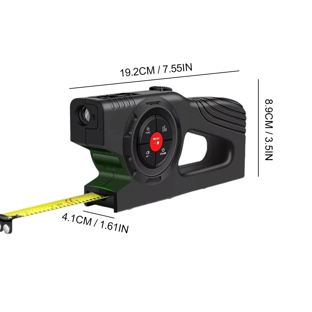 3 in 1 Digital Distance Meter Laser Marking 120M Tape Measure with Green Laser Line and LCD Display Building Laser Rangefinder