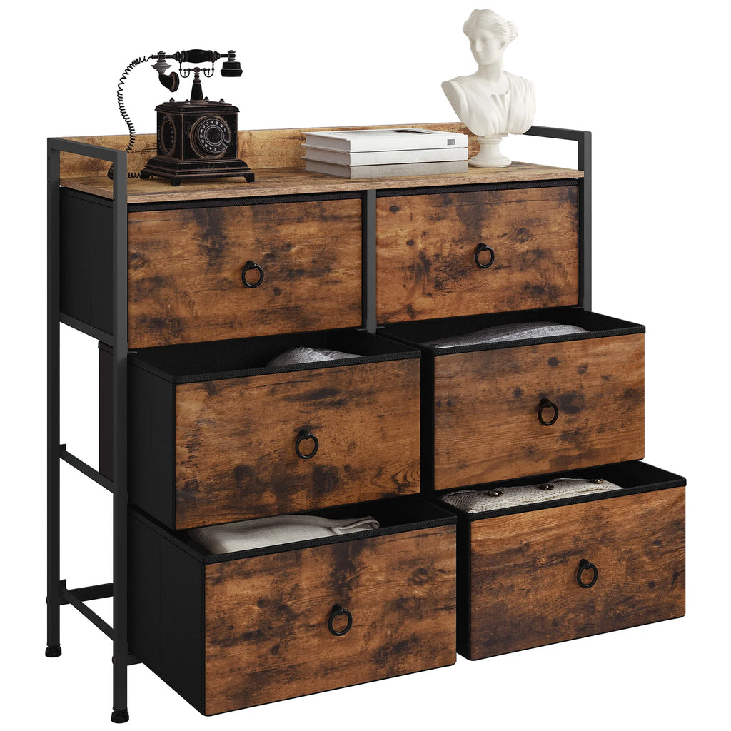 WOLTU Living Room Cabinet Chest of Drawers with 6 Fabric Drawers Storage Sideboard for Bedroom Hallway Home Organizer