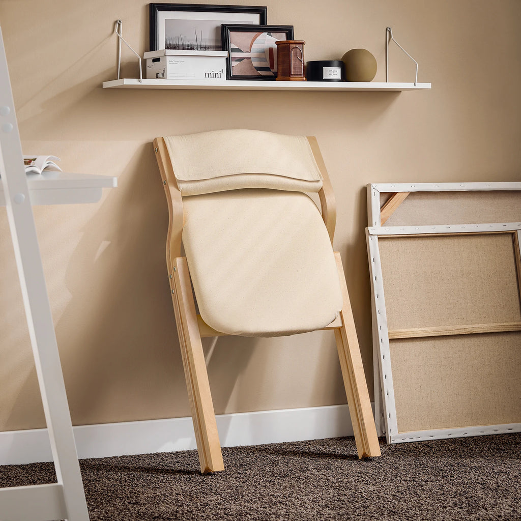 SoBuy FST40 Folding Chair Wooden Padded Folding Kitchen Chairs with Backrest & Seat, Compact & Versatile Seating for Dining Room