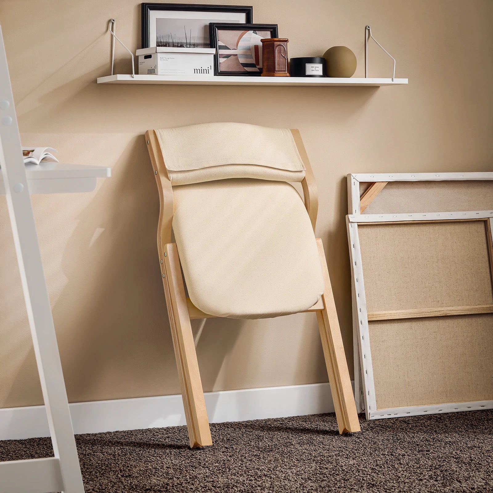 SoBuy FST40 Folding Chair Wooden Padded Folding Kitchen Chairs with Backrest & Seat, Compact & Versatile Seating for Dining Room