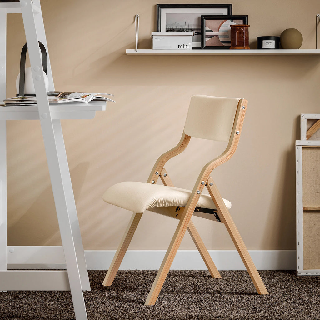 SoBuy FST40 Folding Chair Wooden Padded Folding Kitchen Chairs with Backrest & Seat, Compact & Versatile Seating for Dining Room