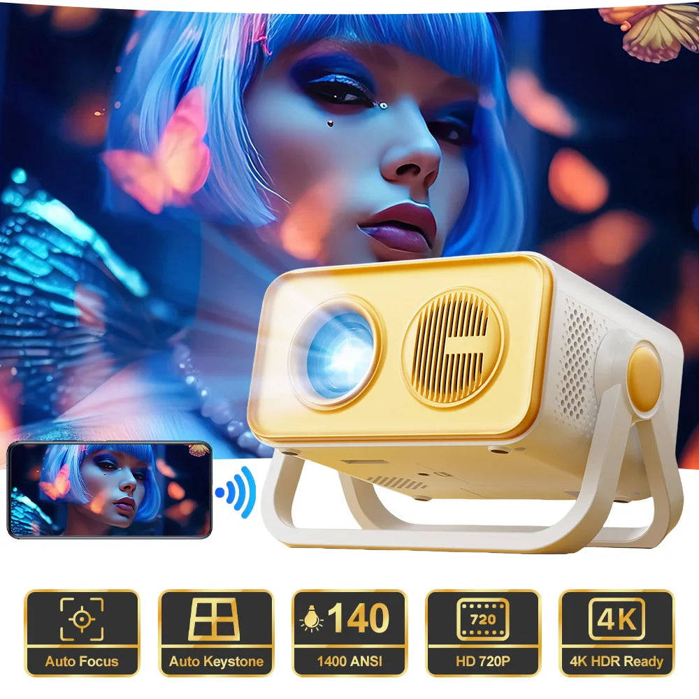 New V19 Home Projector Ultra HD for Bedroom Wall Projection 1080P Portable Mobile Cloud 4K Projector for Bedroom Living room