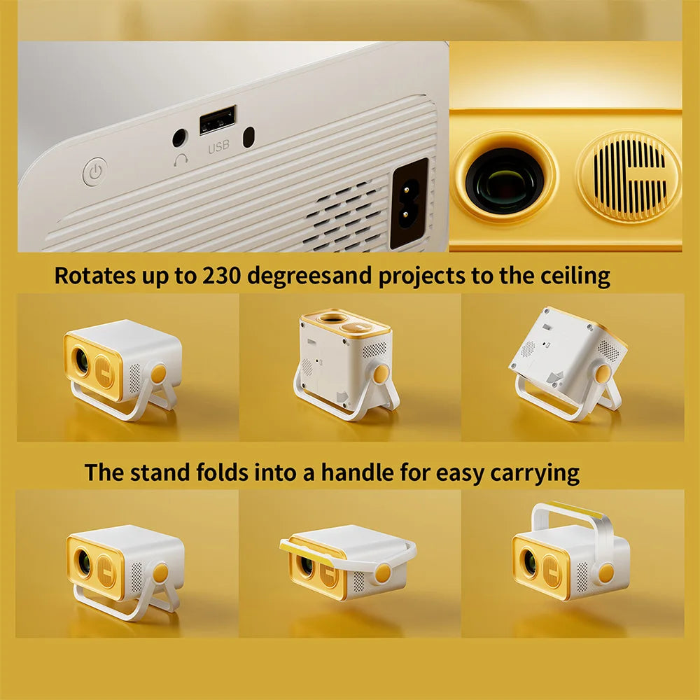 New V19 Home Projector Ultra HD for Bedroom Wall Projection 1080P Portable Mobile Cloud 4K Projector for Bedroom Living room
