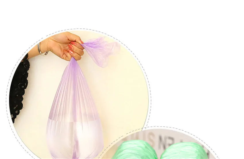 5 Rolls PE Disposable Trash Bags Rubbish Bags Colorful Garbage Bags Kitchen Living Room Sundries Rubbish Plastic Bags 45*50cm