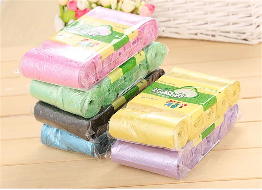 5 Rolls PE Disposable Trash Bags Rubbish Bags Colorful Garbage Bags Kitchen Living Room Sundries Rubbish Plastic Bags 45*50cm