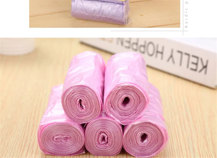 5 Rolls PE Disposable Trash Bags Rubbish Bags Colorful Garbage Bags Kitchen Living Room Sundries Rubbish Plastic Bags 45*50cm
