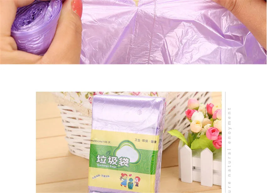 5 Rolls PE Disposable Trash Bags Rubbish Bags Colorful Garbage Bags Kitchen Living Room Sundries Rubbish Plastic Bags 45*50cm