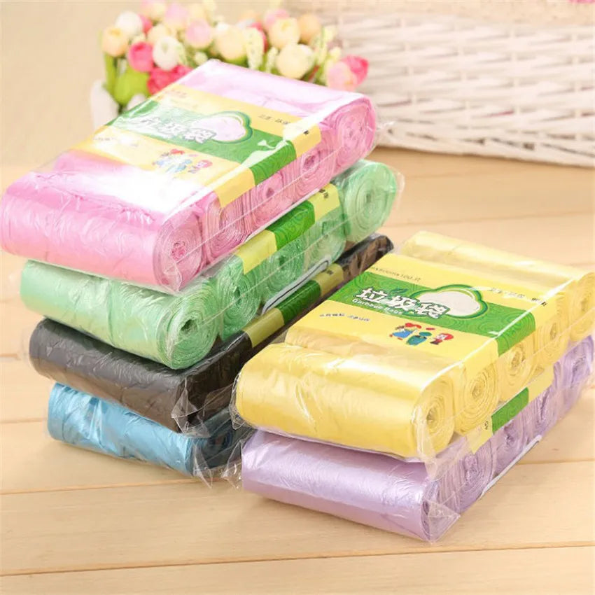 5 Rolls PE Disposable Trash Bags Rubbish Bags Colorful Garbage Bags Kitchen Living Room Sundries Rubbish Plastic Bags 45*50cm