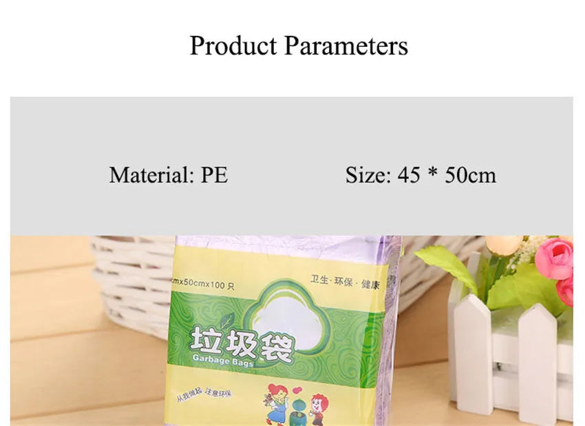 5 Rolls PE Disposable Trash Bags Rubbish Bags Colorful Garbage Bags Kitchen Living Room Sundries Rubbish Plastic Bags 45*50cm