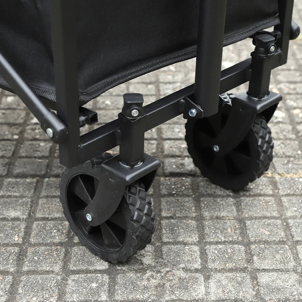 Collapsible Folding Utility Wagon Outdoor Camping Beach Wagon Cart Heavy Duty Large Capacity Fold Wagon Portable Grocery Trolley