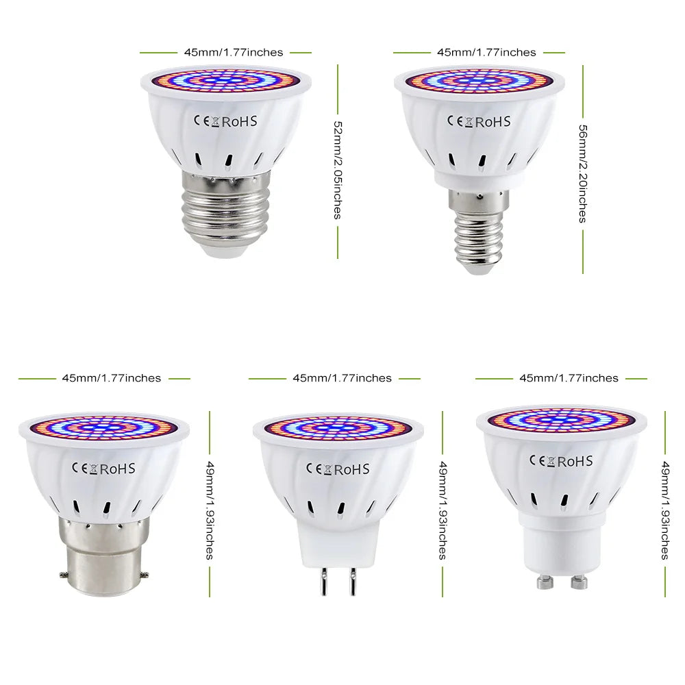 E27 LED Plant Grow Lights GU10 Full Spectrum Indoor Hydroponics Flower Seeds Vegetables Cultivation Lamp E14 MR16 B22 GU5.3 Bulb