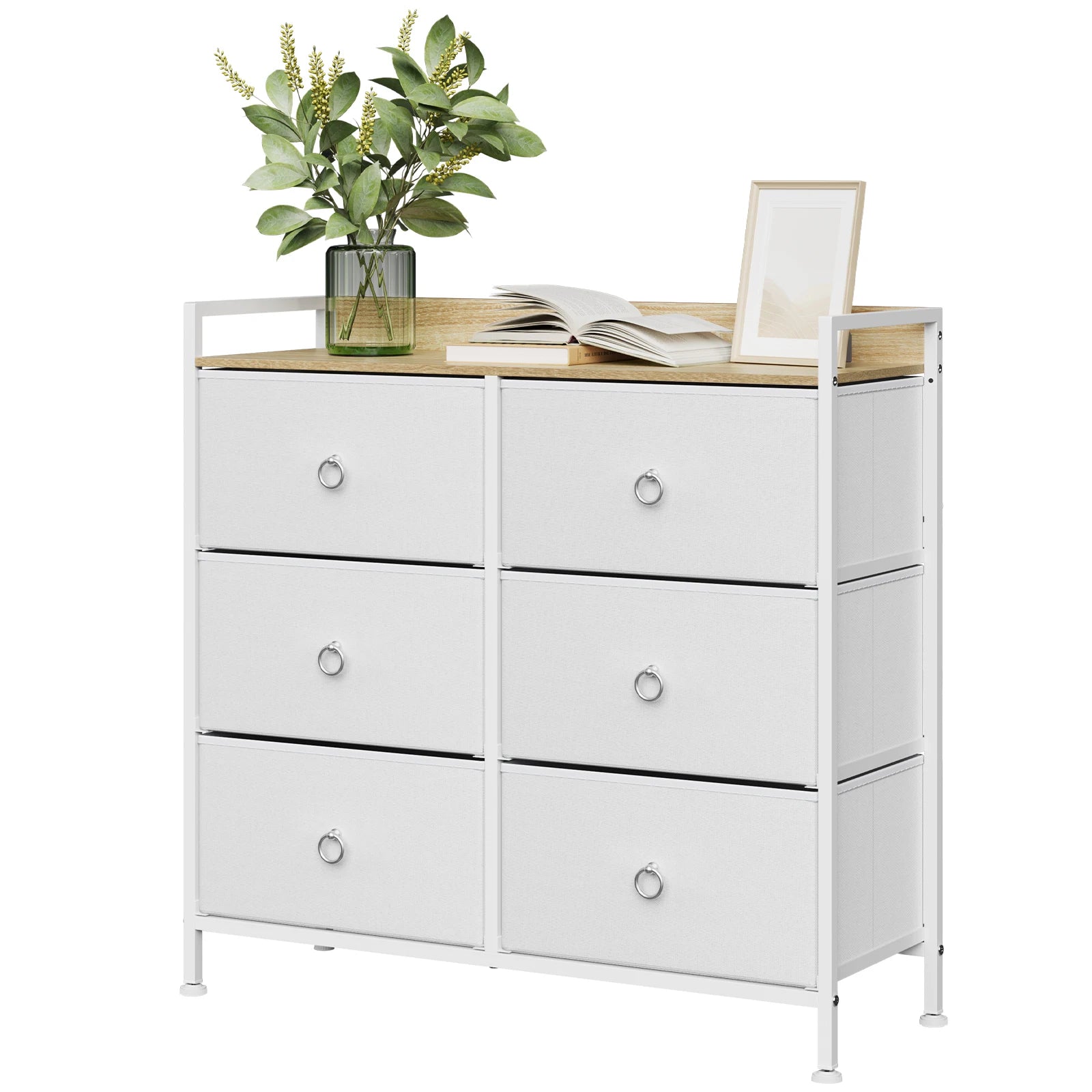 WOLTU Living Room Cabinet Chest of Drawers with 6 Fabric Drawers Storage Sideboard for Bedroom Hallway Home Organizer