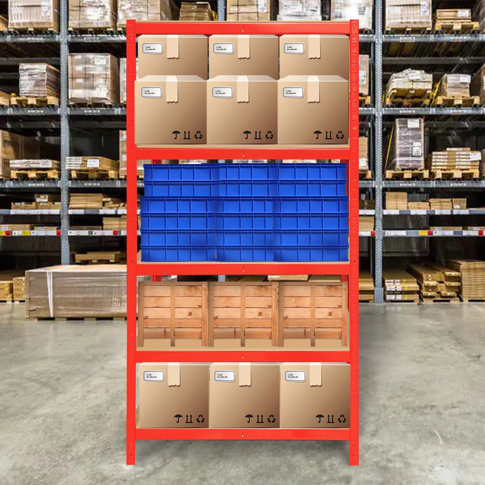 5 Tier Heavy Duty Galvanised Adjustable Shelf Racking Unit Storage Rack 875KG Capacity Metal Shelves Workshop, Shed, Office,Home