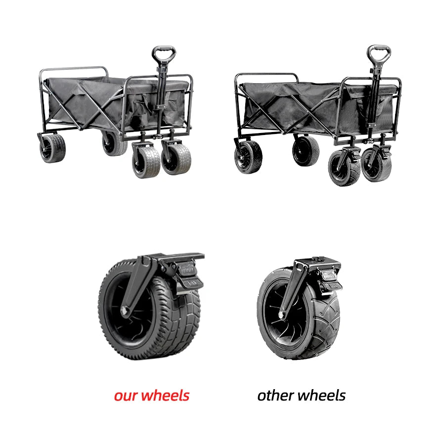 Big Tank Wheels Large Capacity Foldable Cart 500lbs Beach Wagon for Sand Garden Outdoor Picnic Collapse Shopping Trolleys Cart