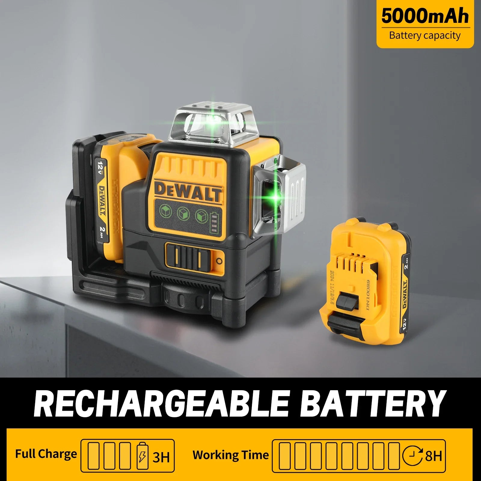2026 DEWALT DW089LG Lithium Battery Green Laser Level | 12 Lines 3 Sides 360° Horizontal Vertical | Outdoor Leveling Measurin