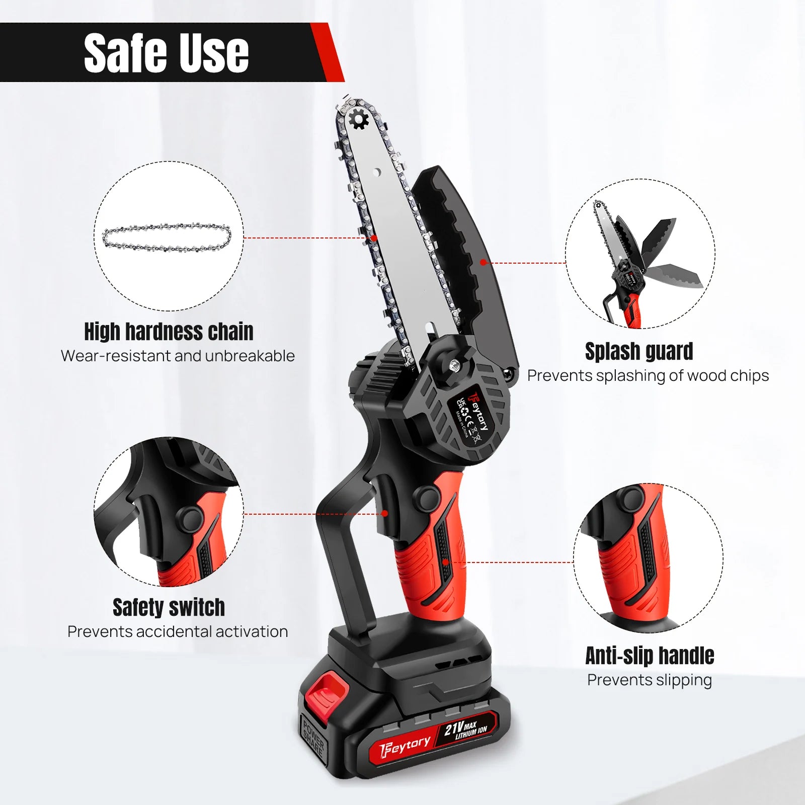 Mini Chainsaw Cordless 6 Inch with 1x1.5Ah Battery,21V Handheld Small Chain Saw for Wood Cutting Tree Trimming Gardening