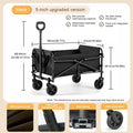 Collapsible Folding Utility Wagon Outdoor Camping Beach Wagon Cart Heavy Duty Large Capacity Fold Wagon Portable Grocery Trolley