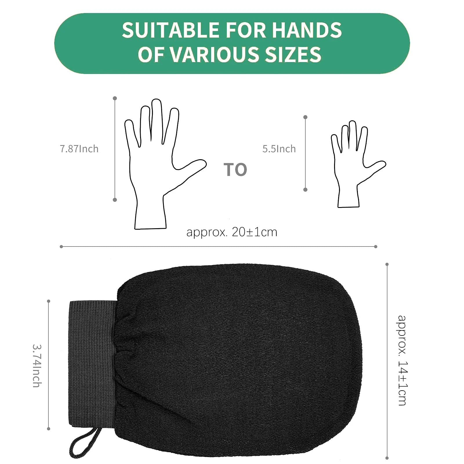 1pc Deep Exfoliating Mitt - 100% Viscose Fiber Scrub Glove for Cleaning Skin and Sloughing Off Dead Skin and Dirt