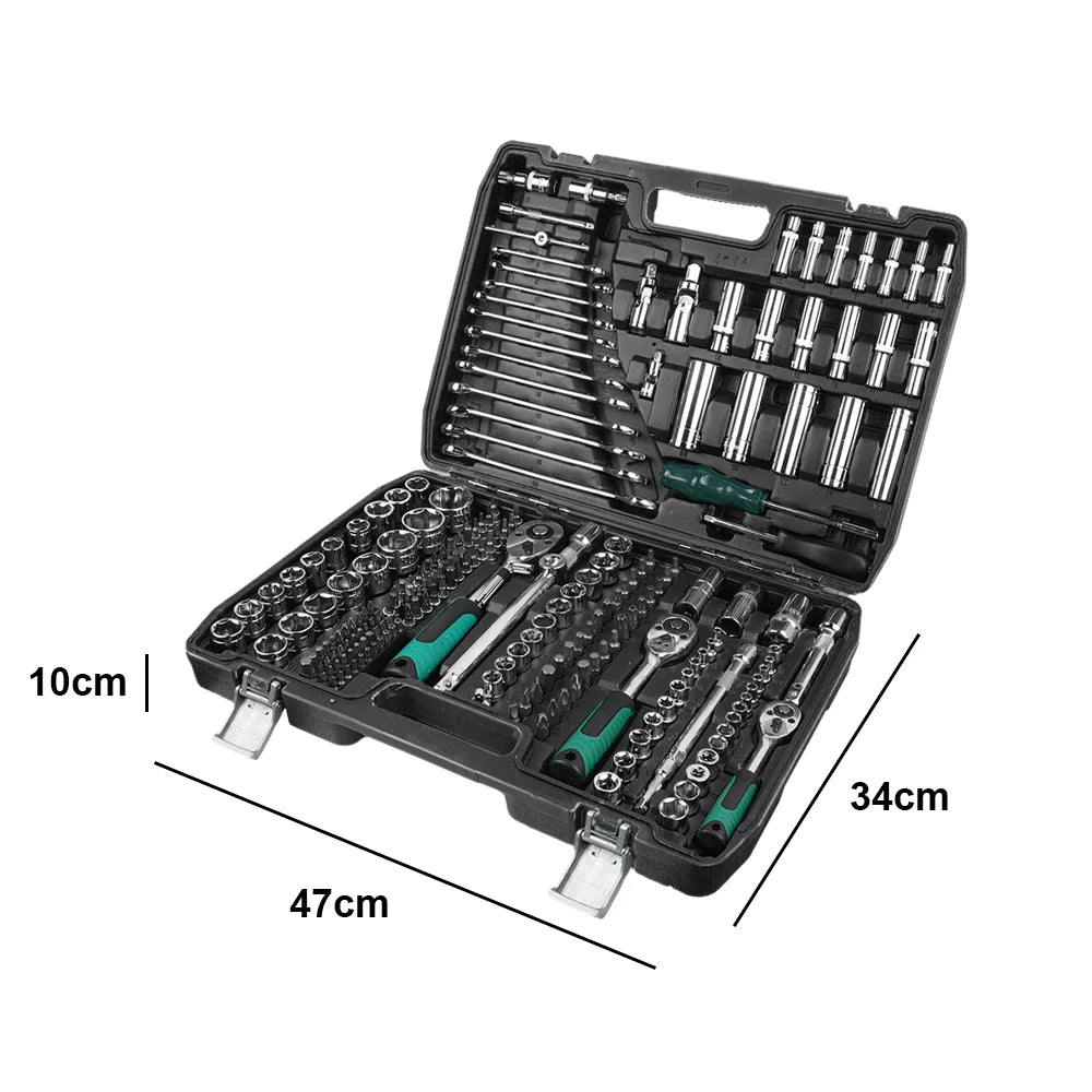 Ratchet Wrench Set 227pc Auto repair Tool set 72-tooth ratchet wrench Chromium vanadium steel professional tool case