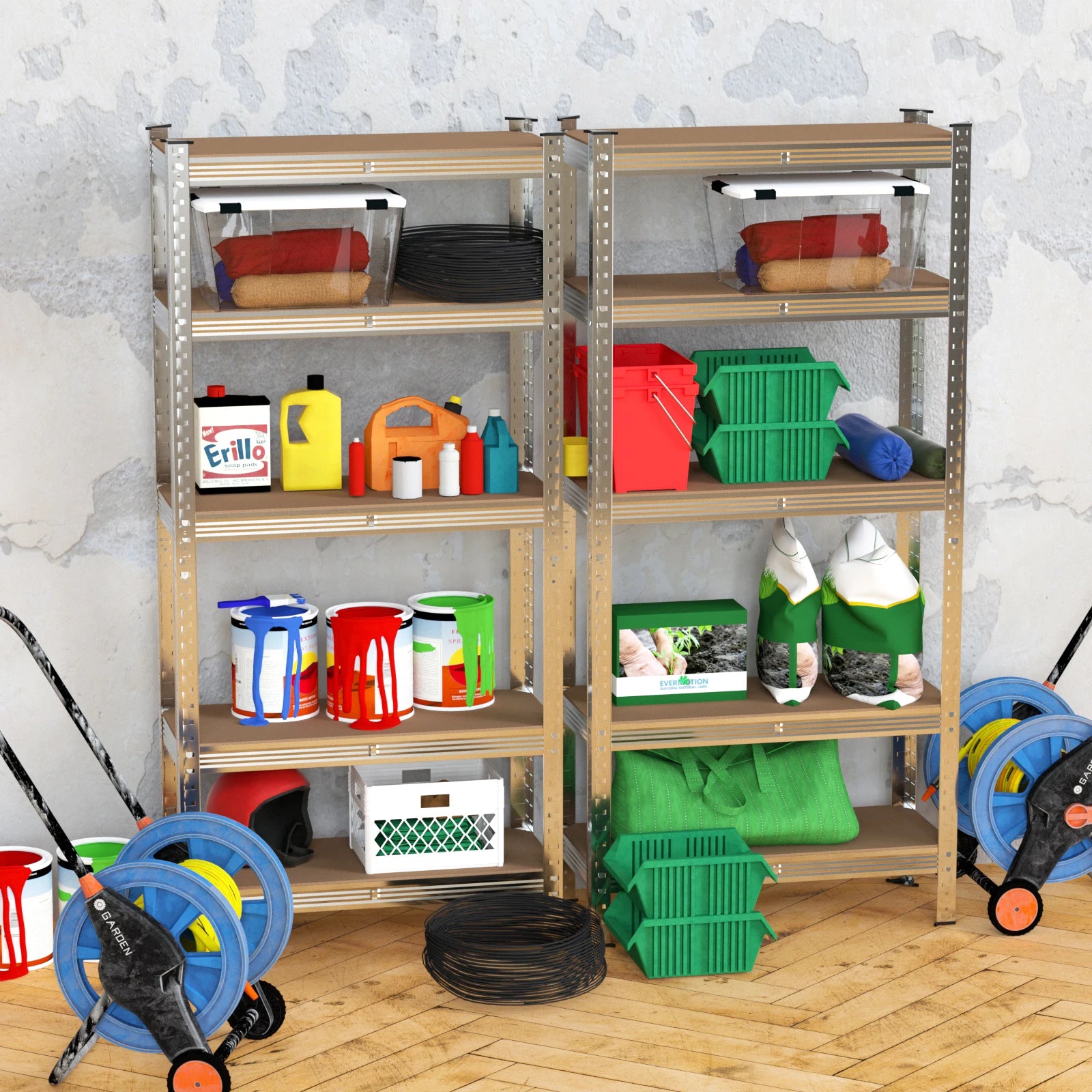 5 Tier Heavy Duty Galvanised Adjustable Shelf Racking Unit Storage Rack 875KG Capacity Metal Shelves Workshop, Shed, Office,Home