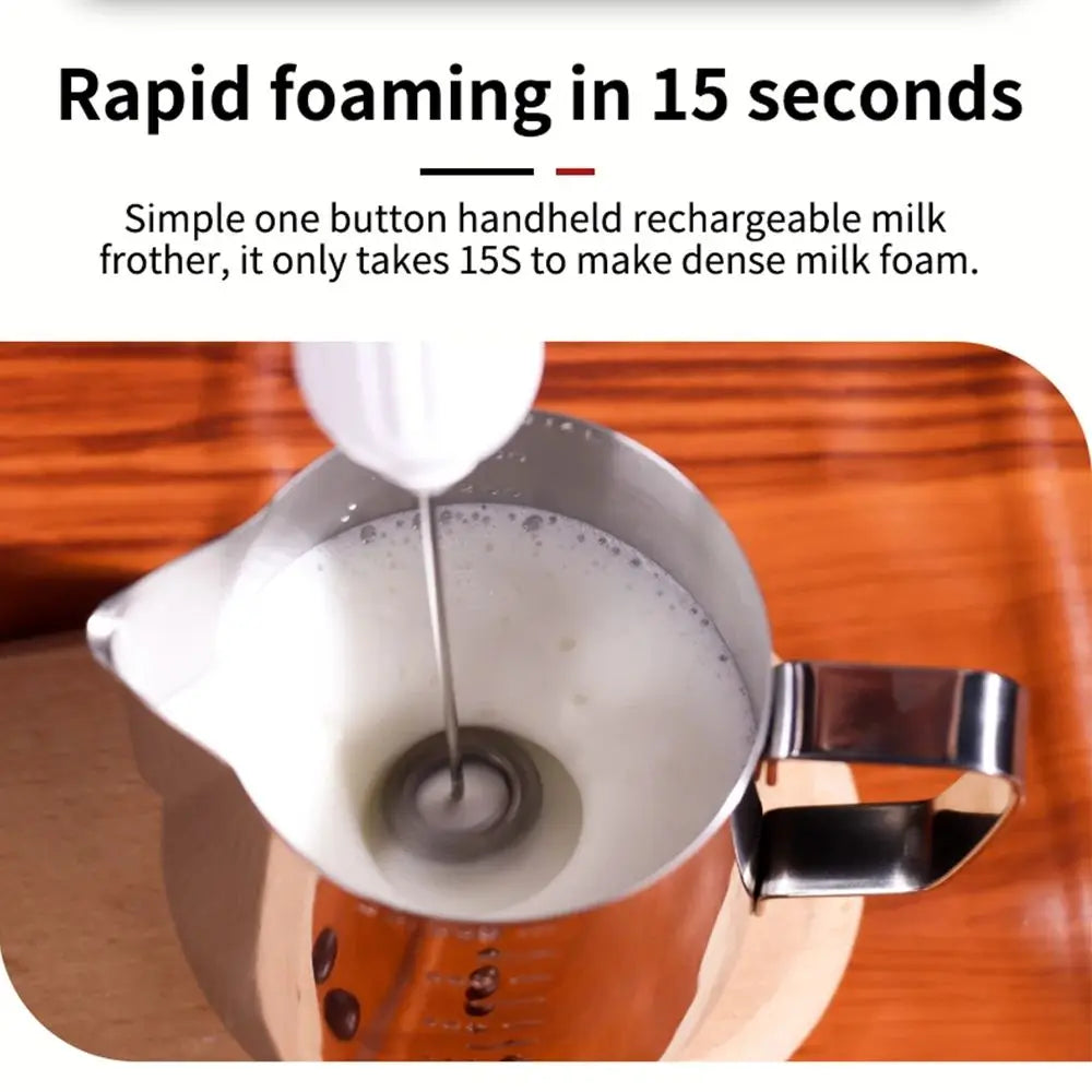 Electric Milk Frother USB Rechargeable Wireless Milk Foamer Coffee Whisk Mixer Egg Beater Mini Frother Handle Stirrer 3 Speeds