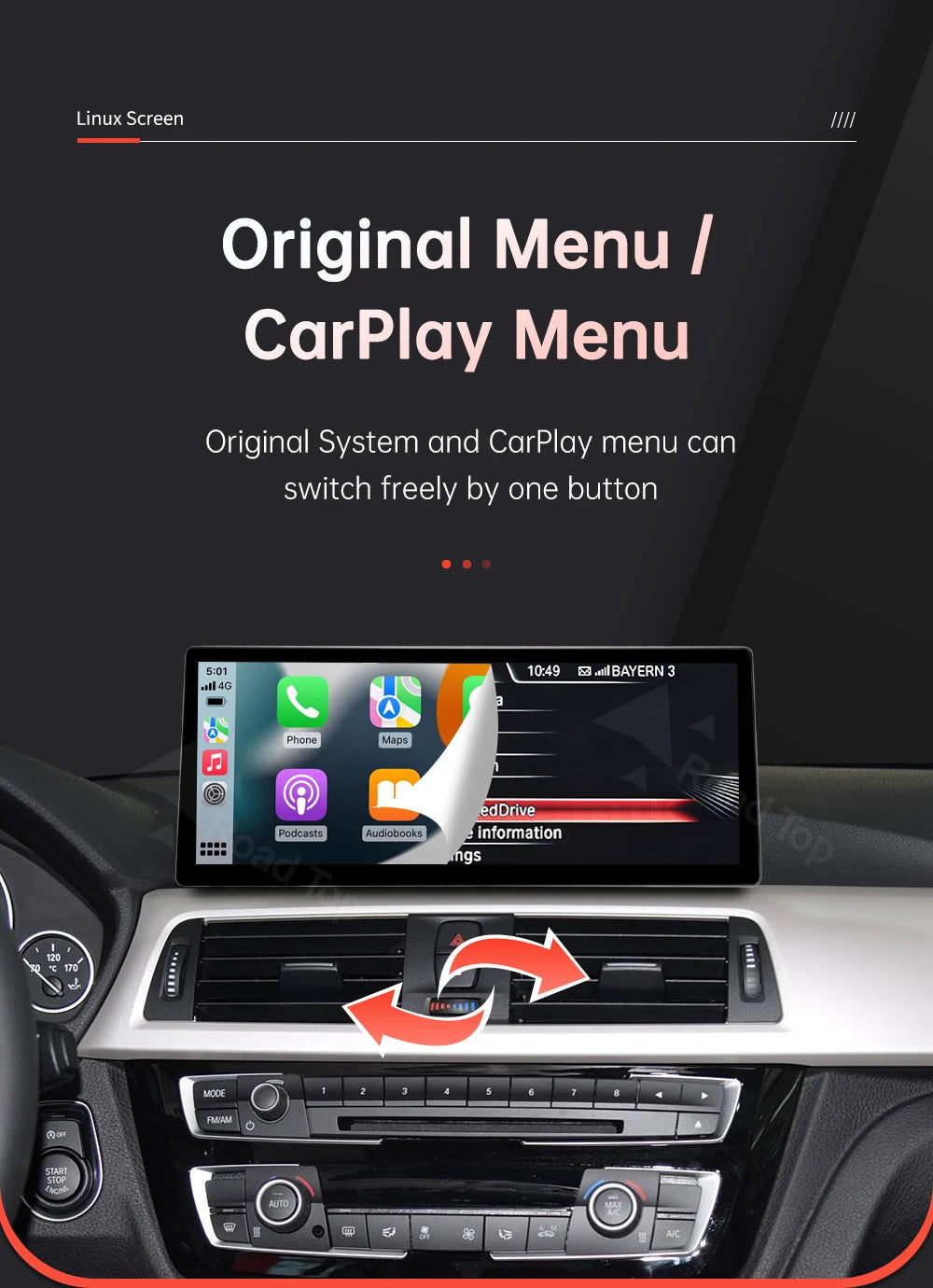 12.3'' Wireless CarPlay Car Multimedia Display Screen For BMW 3 4 Series F30 F31 F32 F33 F34 F36 NBT EVO with Android Auto
