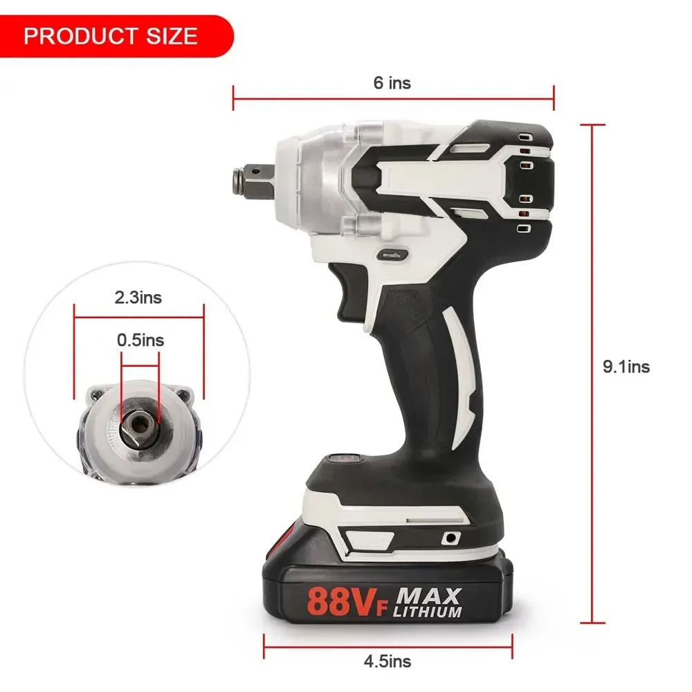 1000Nm 21V Cordless Electric Impact Wrench Drill Gun Ratchet Driver + 2 Battery