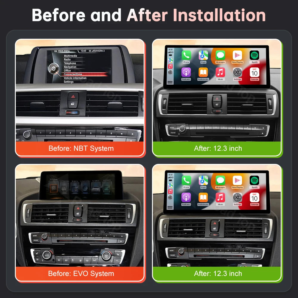 12.3'' Wireless CarPlay Car Multimedia Display Screen For BMW 3 4 Series F30 F31 F32 F33 F34 F36 NBT EVO with Android Auto
