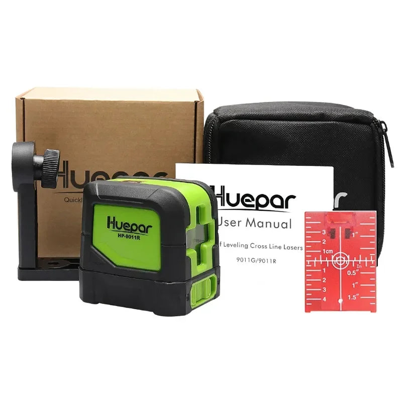 Huepar 9011G 2 Lines Laser Level Self Levelling (4 degrees) Green Beam Laser Horizontal & Vertical Cross-Line with Magnetic Base