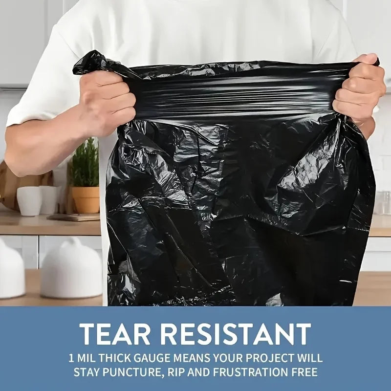 5 rolls of 100 black portable garbage bags - suitable for various uses including office, kitchen, living room, bathroom, and out