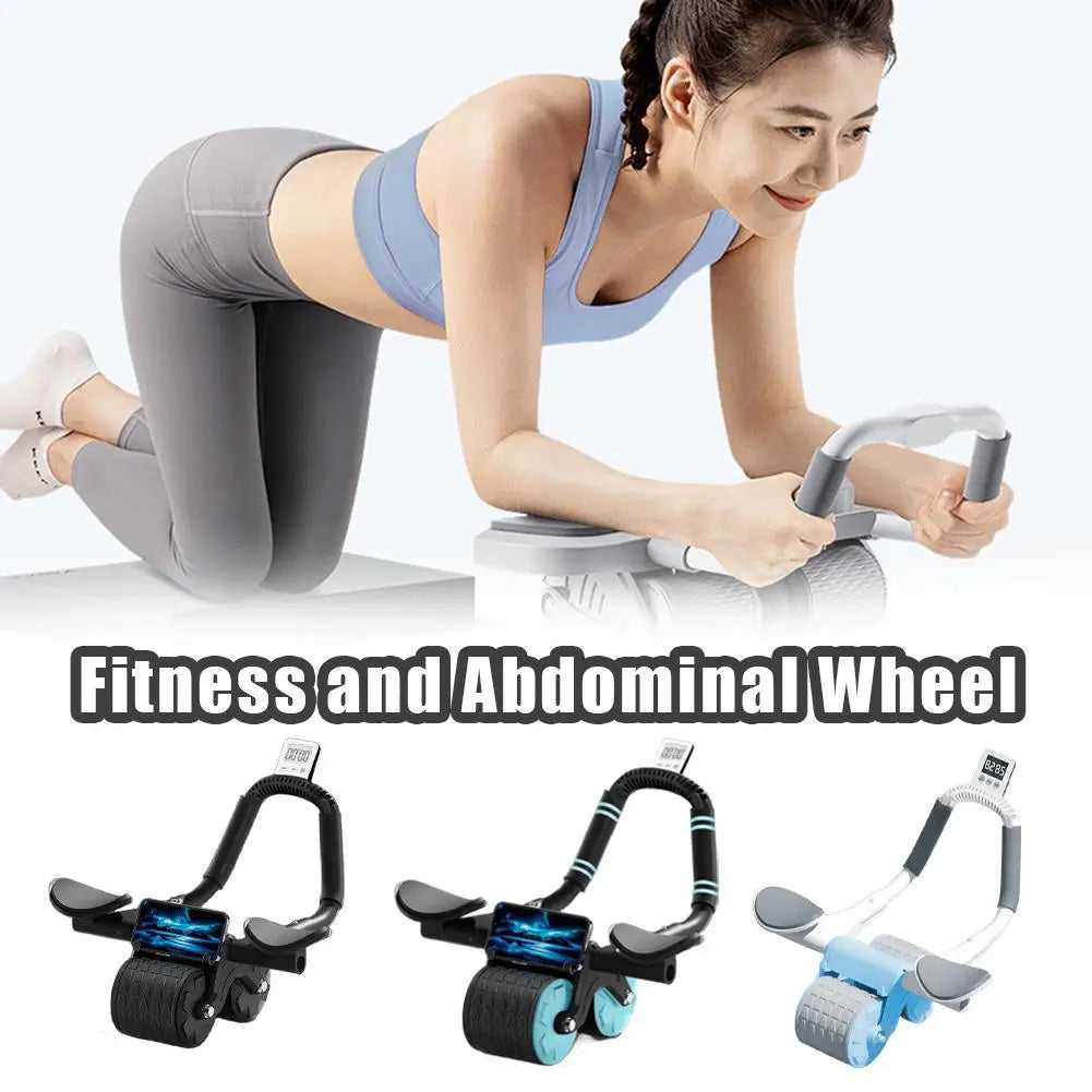 Elbow Supported Automatic Rebound Abdominal Tire Counting Display Screen AB Roller Wheel Training Equipment