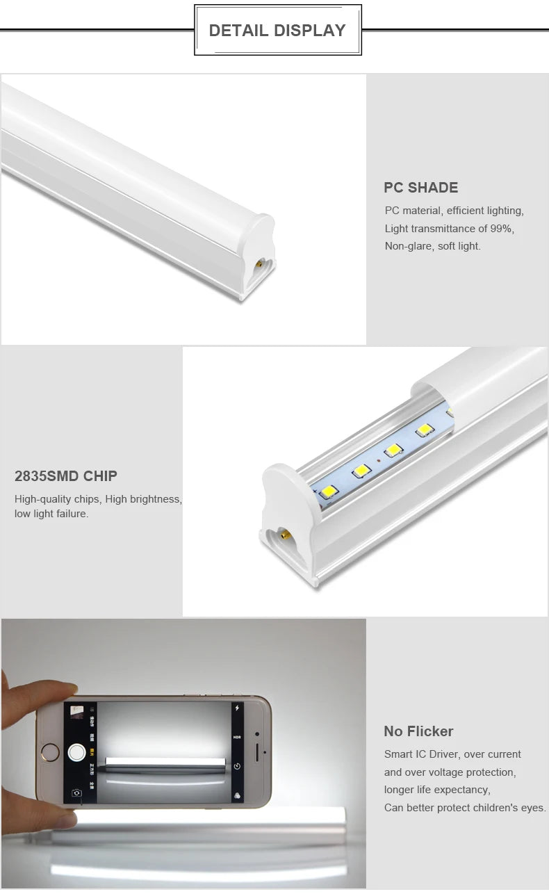 1FT 6W 29CM Desk Lamp T5 Tube LED Bar With Screws for Mounting Under Bookshelf AC220V 110V Home Reading lamp Table Light lampara