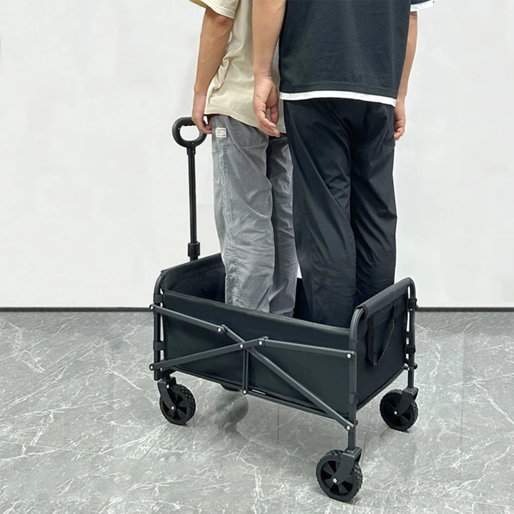Collapsible Folding Utility Wagon Outdoor Camping Beach Wagon Cart Heavy Duty Large Capacity Fold Wagon Portable Grocery Trolley