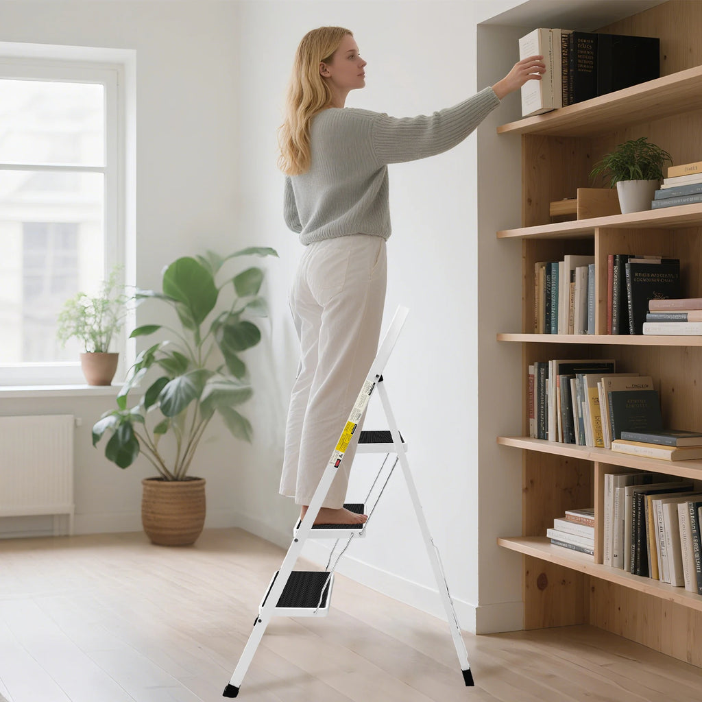 2/3/4-Step Ladder Steel Folding Portable Non-Slip Step Ladder Heavy Duty Multi Purpose for Home 150kg/330lbs Capacity