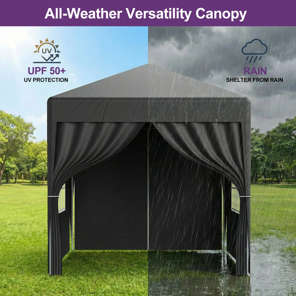 LOEFME Pop up Gazebo 2x2m Outdoor Shelter Commercial Market Stall W/ 4 Side Waterproof Windproof Sun Shelter Garden Camping Tent