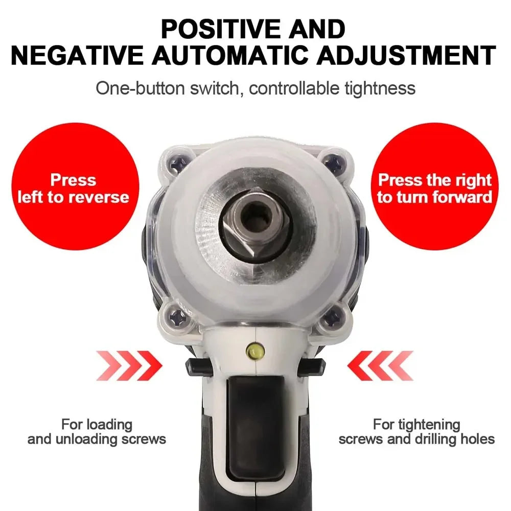1000Nm 21V Cordless Electric Impact Wrench Drill Gun Ratchet Driver + 2 Battery
