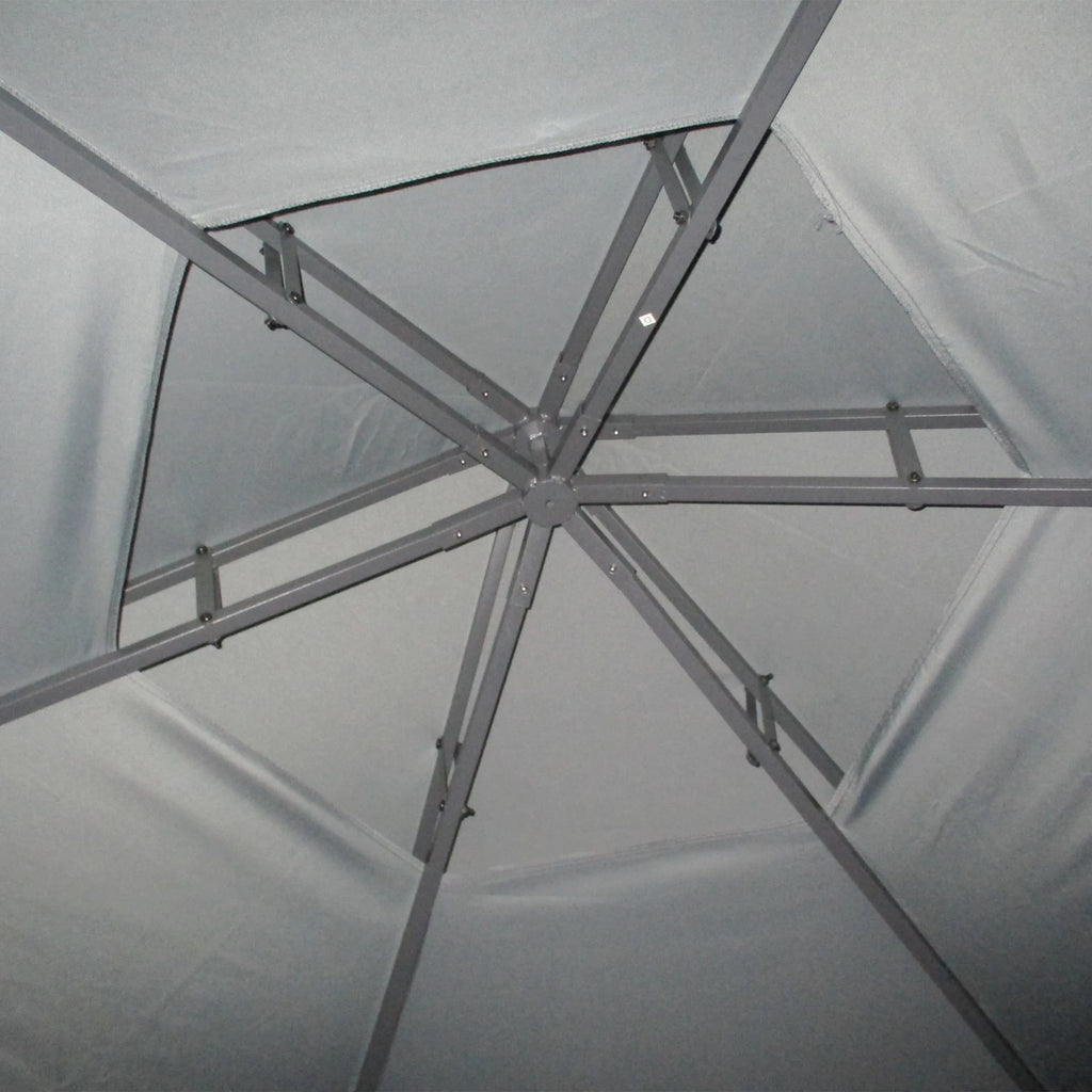 3 x 3(m) Hexagon Gazebo Patio Canopy Party Tent Outdoor Garden Shelter w/ 2 Tier Roof & Side Panel - Grey