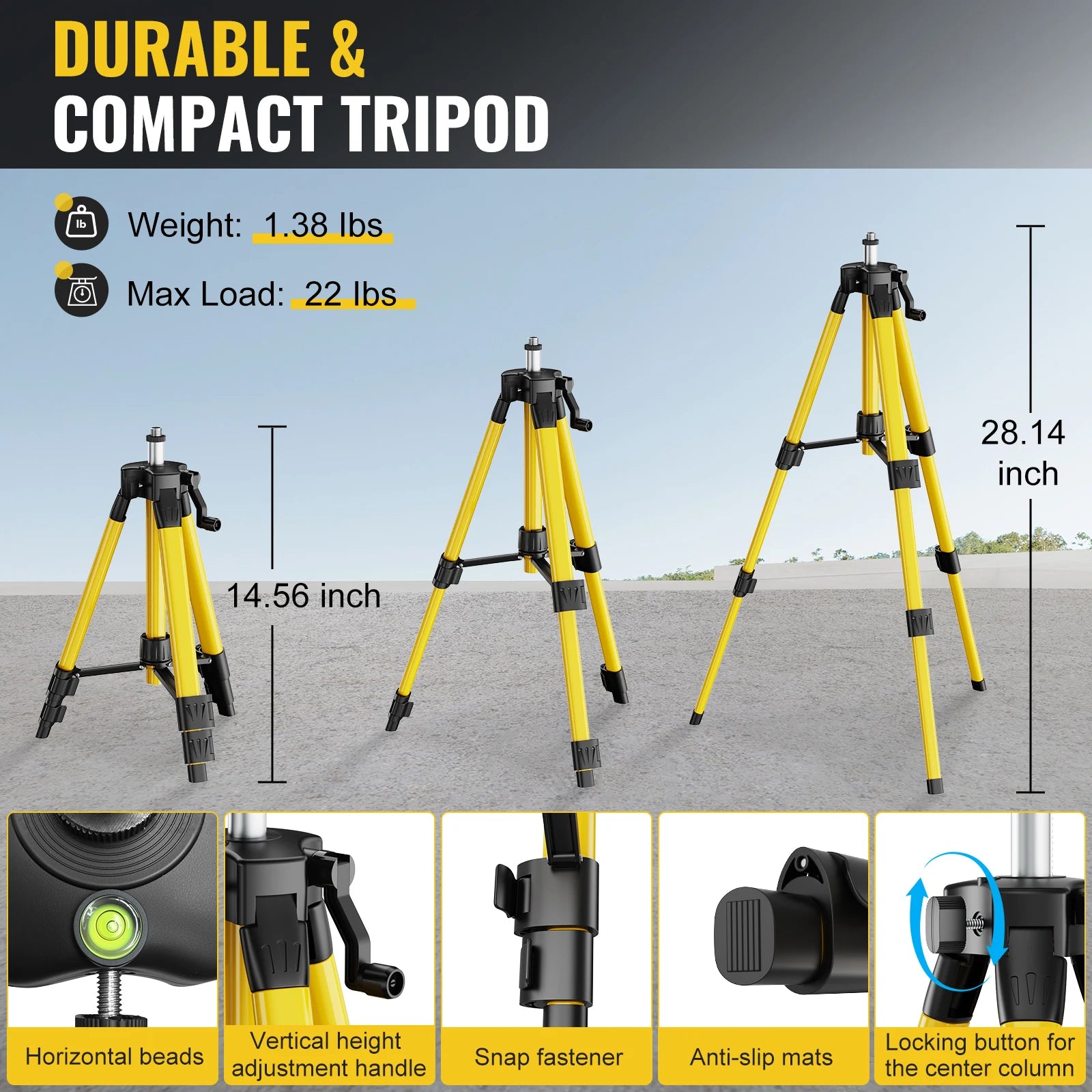 CONENTOOL Laser Level with Tripod, Multifunctional 4D 16 Cross Lines, 360° Rotation Window Self-Leveling, 2 Batteries & Charger