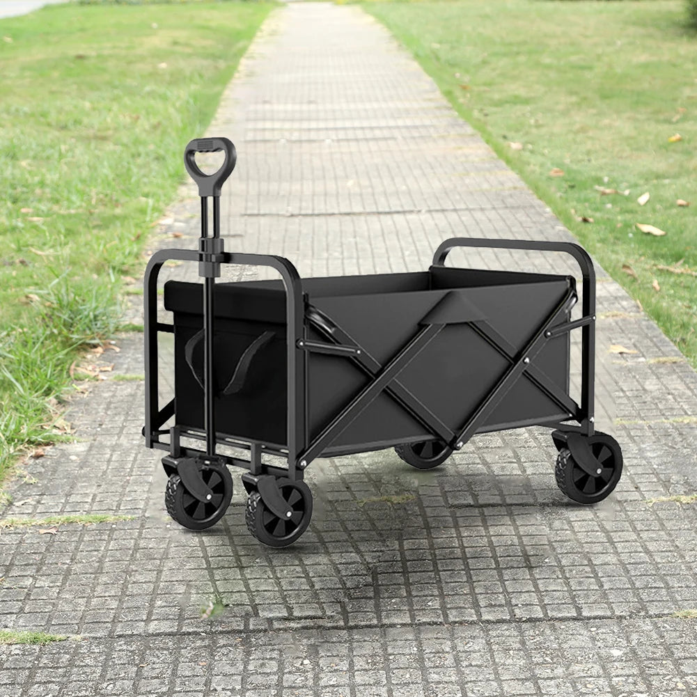 Collapsible Folding Utility Wagon Outdoor Camping Beach Wagon Cart Heavy Duty Large Capacity Fold Wagon Portable Grocery Trolley